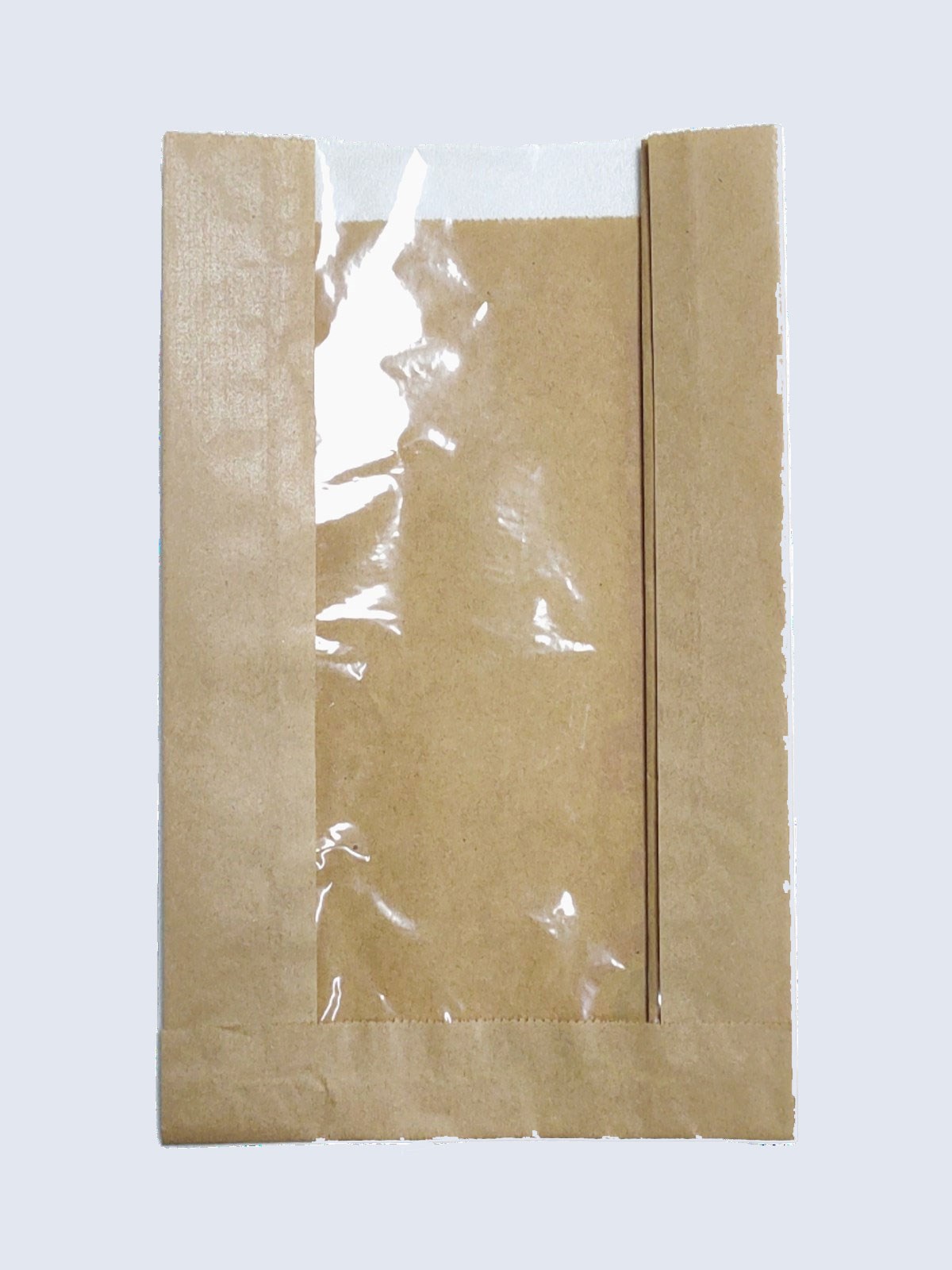 Baskılı Pencereli Büyük Boy Poğaça Kesekağıdı-Kahverengi Şamua Kağıt-(En:15cm/Boy:31cm/Körük:8cm+Pencere)