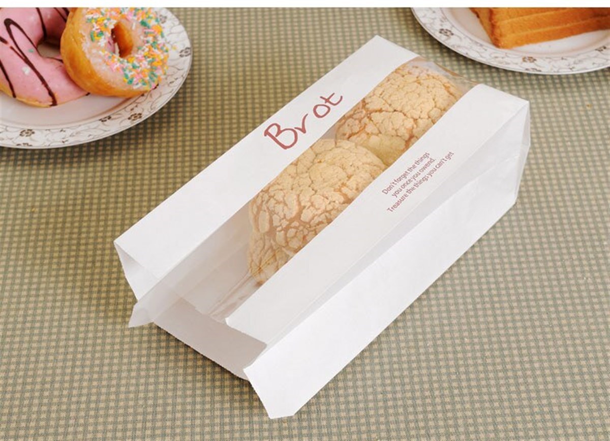 Baskılı Pencereli Simit Kesekağıdı-Beyaz Yağlı Kağıt-(En:15cm/Boy:23cm/Körük:8cm+Pencere)