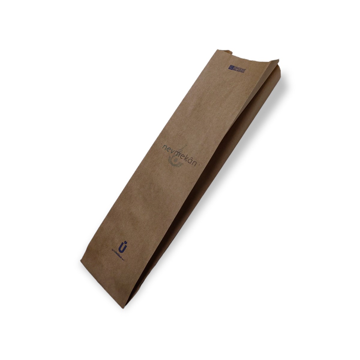 Baskılı Uzun  Dürüm Kesekağıdı-Kahverengi Şamua Kağıt-(En:7cm/Boy:39cm/Körük:4cm)