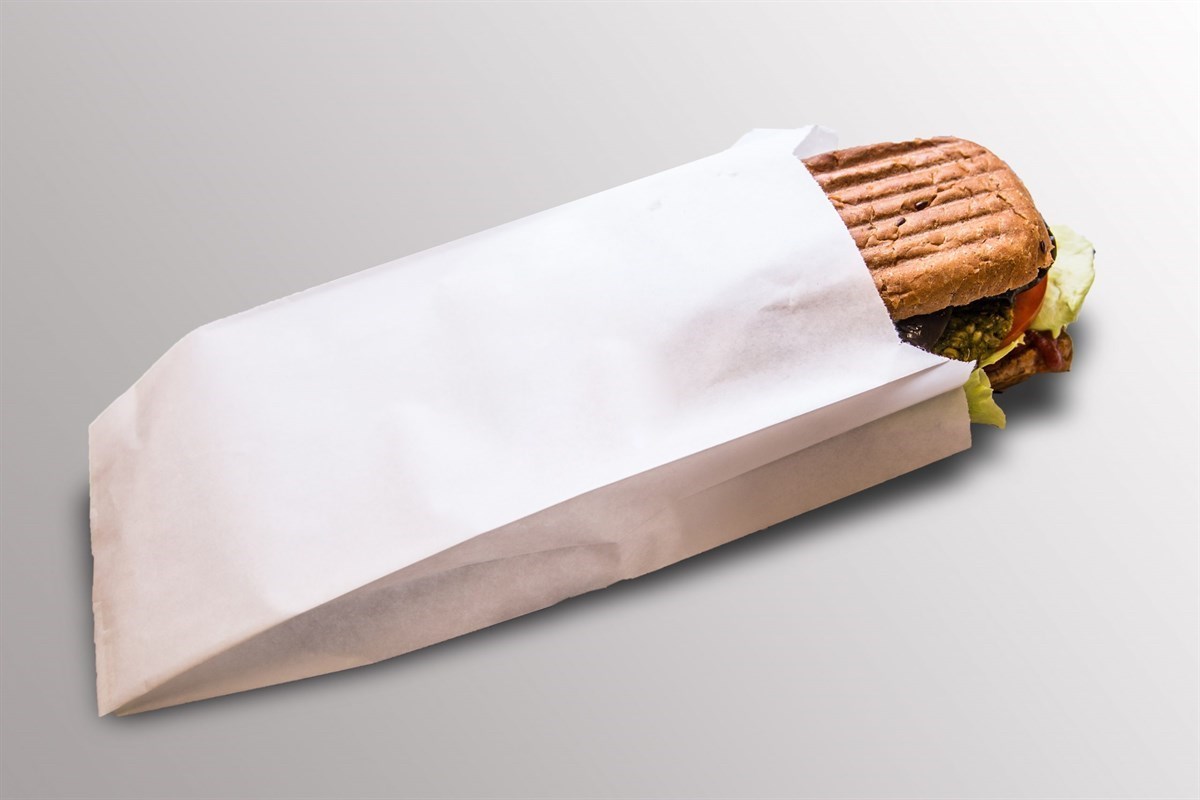 Baskısız Orta Boy Poğaça Kesekağıdı-Beyaz Yağlı Kağıt-(En:12cm/Boy:27cm/Körük:6cm)
