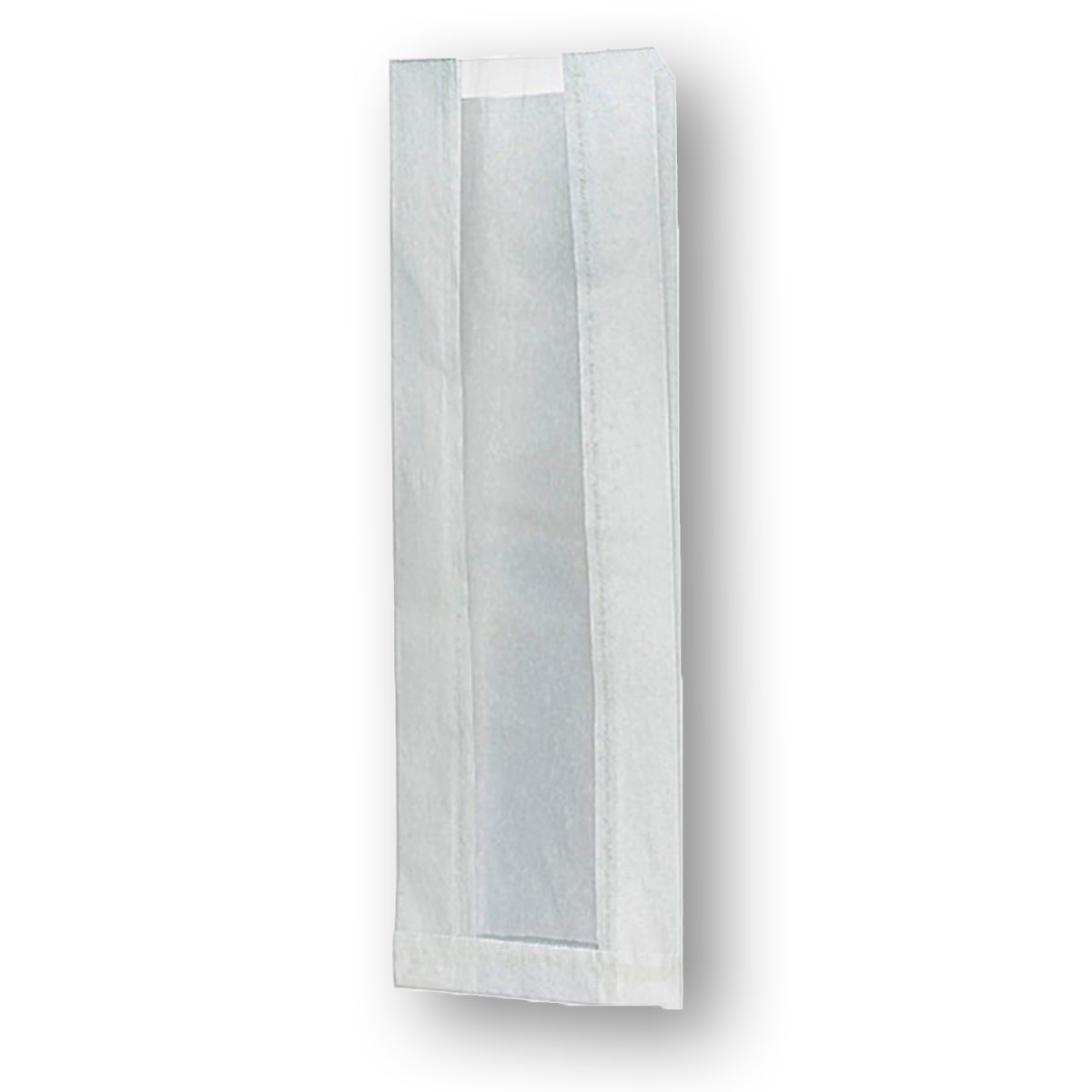 Baskısız Pencereli Büyük Boy Tek Ekmek Kesekağıdı-Beyaz Sülfit Kağıt-(En:15cm/Boy:44cm/Körük:8cm+Pencere)