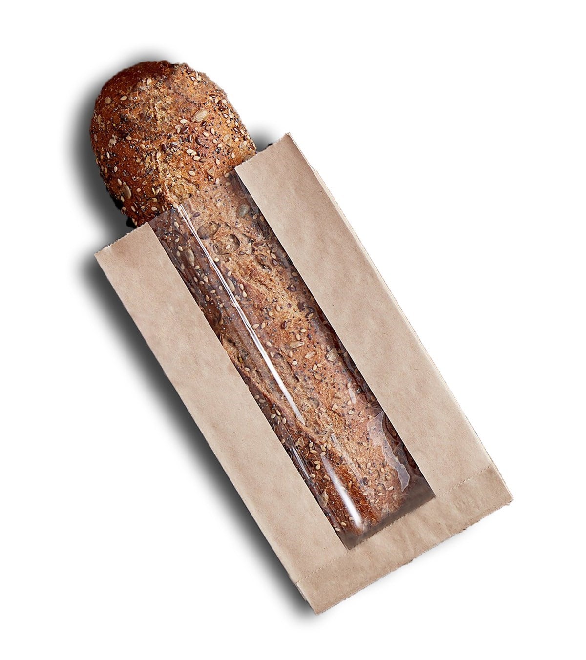 Baskısız Pencereli Normal Boy Tek Ekmek Kesekağıdı-Kahverengi Şamua Kağıt-(En:15cm/Boy:31cm/Körük:8cm+Pencere)