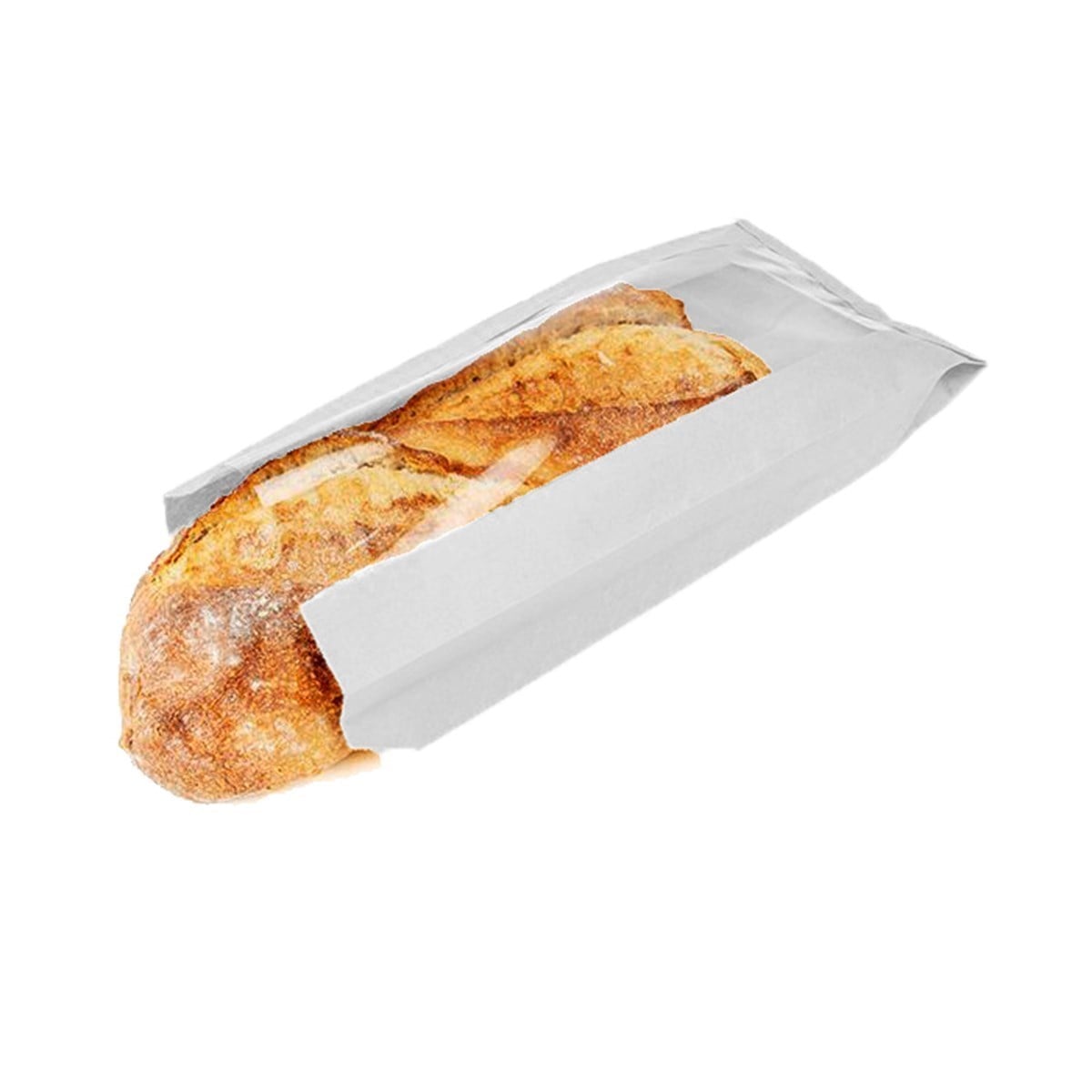 Baskısız Pencereli Orta Boy Poğaça Kesekağıdı-Beyaz Sülfit Kağıt-(En:12cm/Boy:27cm/Körük:6cm+Pencere)
