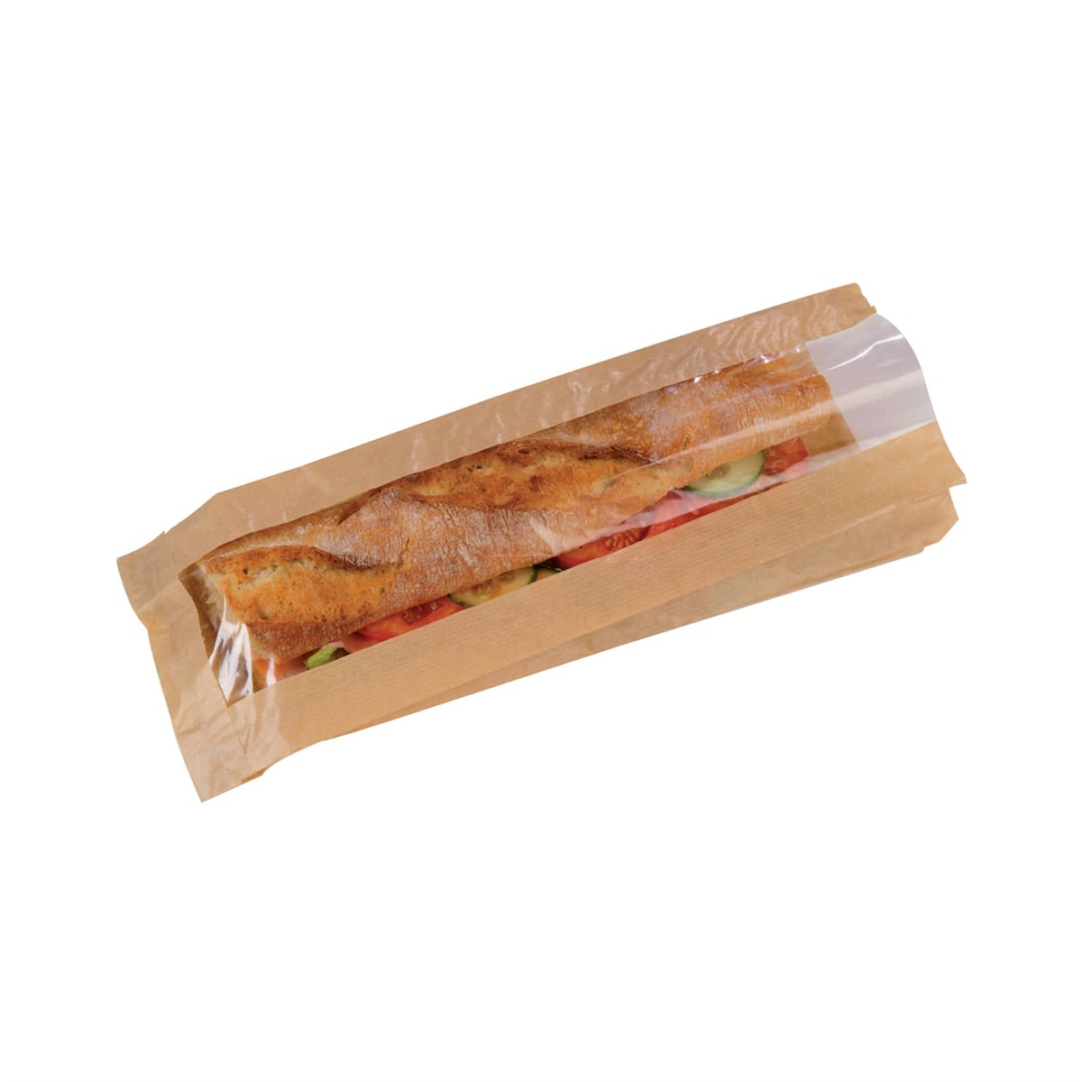 Baskısız Pencereli Orta Boy Poğaça Kesekağıdı-Kahverengi Şamua Kağıt-(En:12cm/Boy:27cm/Körük:6cm+Pencere)