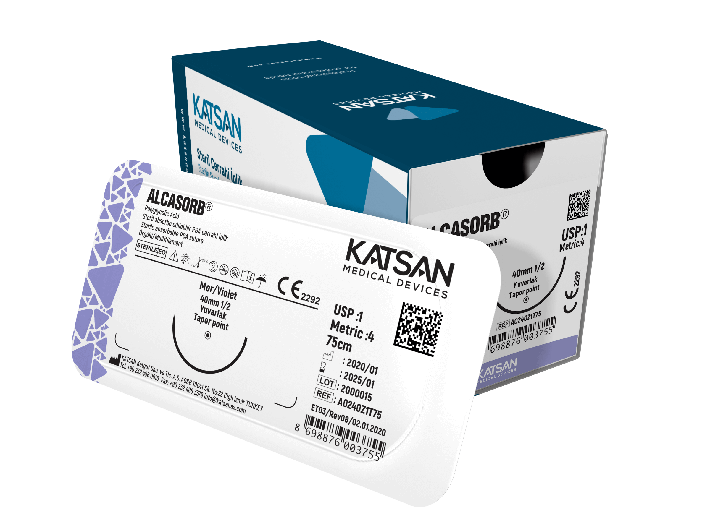 KATSAN ALCASORB Cerrahi PGA ( Emilebilir) 75 cm 12li Paket