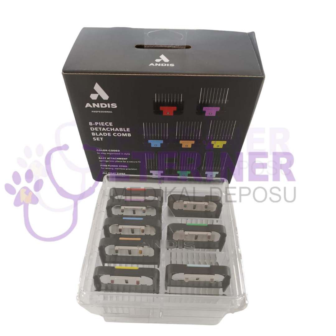 Andis 8 Parça Paslanmaz Çelik Tarak Seti