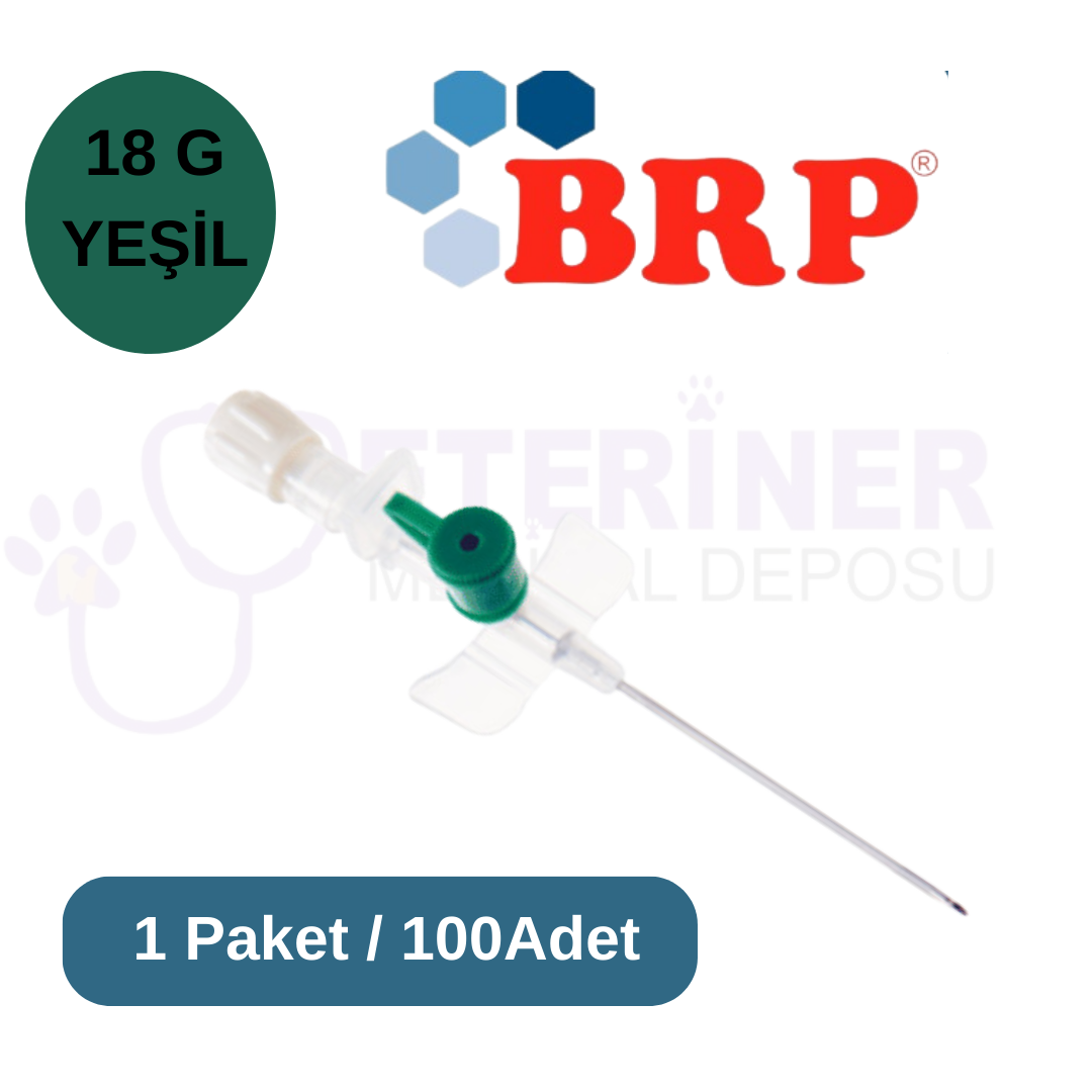 Brp Branül (ıntraket)  100 lü Paket 18G Yeşil