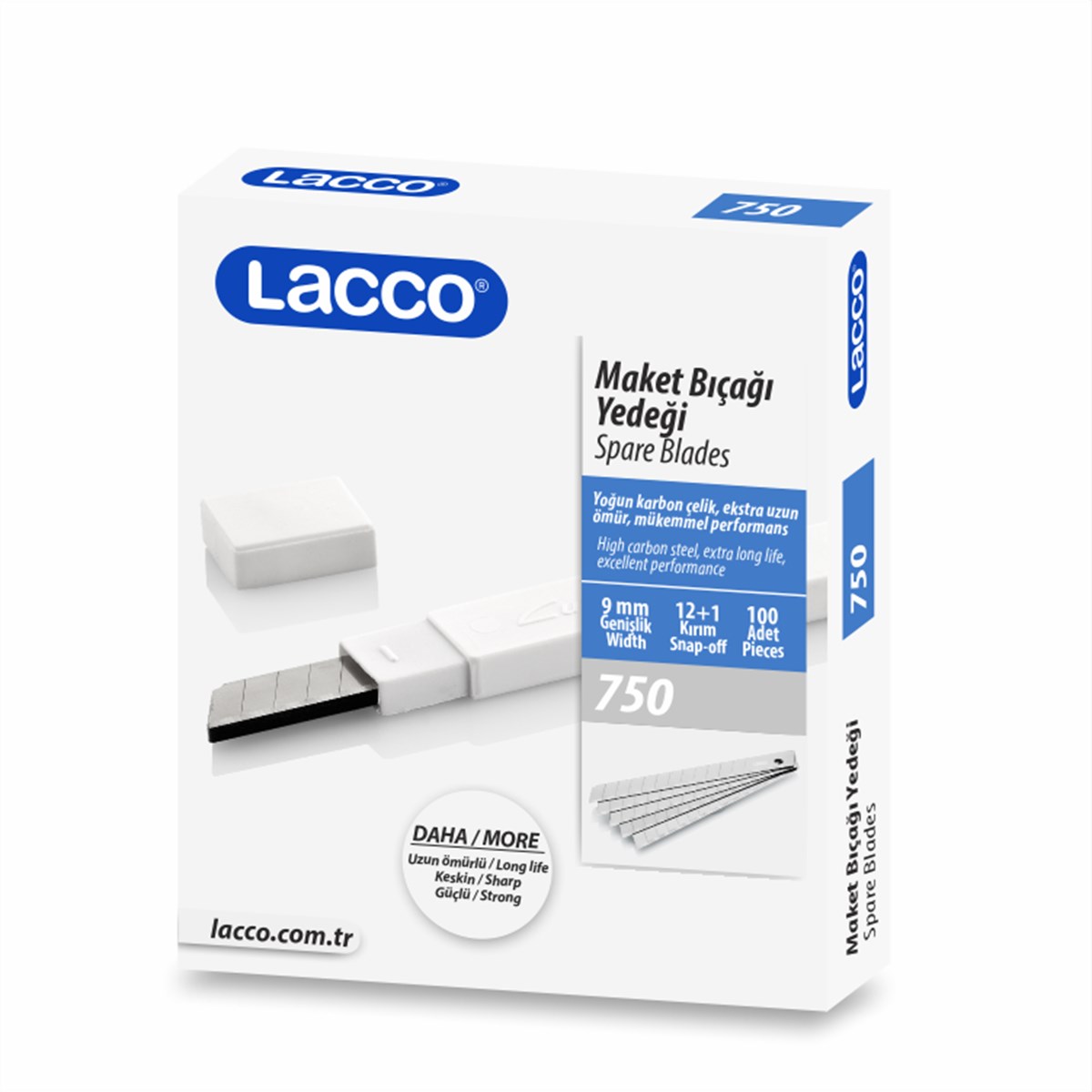 Lacco Maket Bıçağı Yedeği 12+1 Kırım Dar 10 Adetli - 9 mm