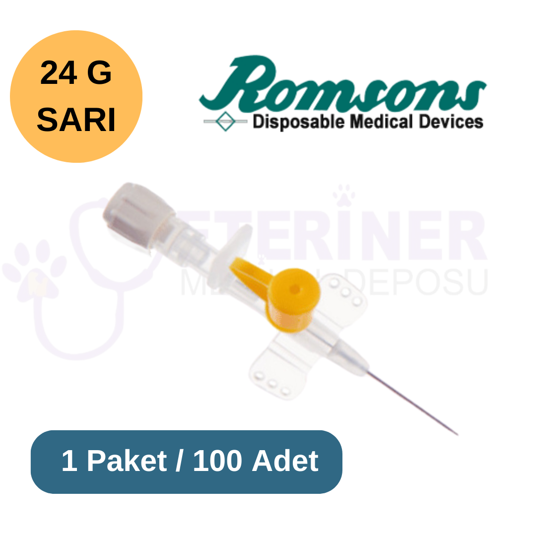 Romsons Branül (ıntraket)  100 lü Paket 24G Sarı