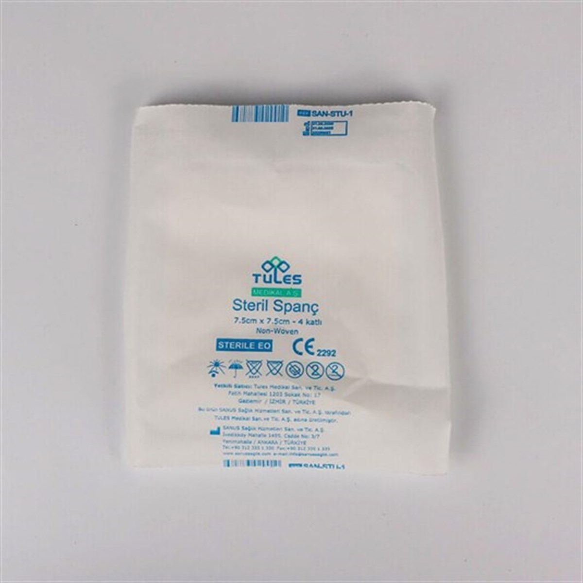 Tules Steril Spanç Non Woven (Gaz Kompress) 7,5*7,5 CM 4 kat 100lü Paket