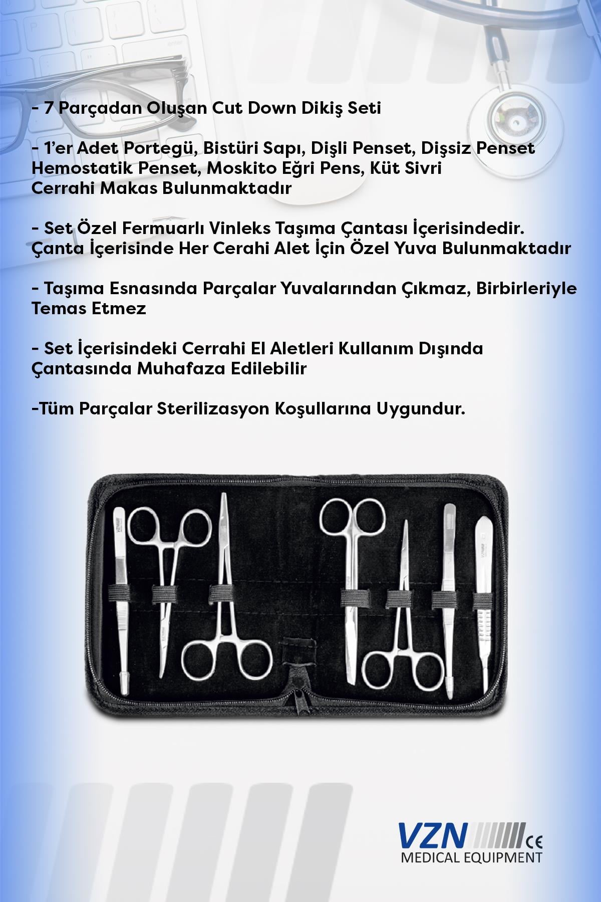 VZN 7 Parça Cerrahi Dikiş Seti Çantalı
