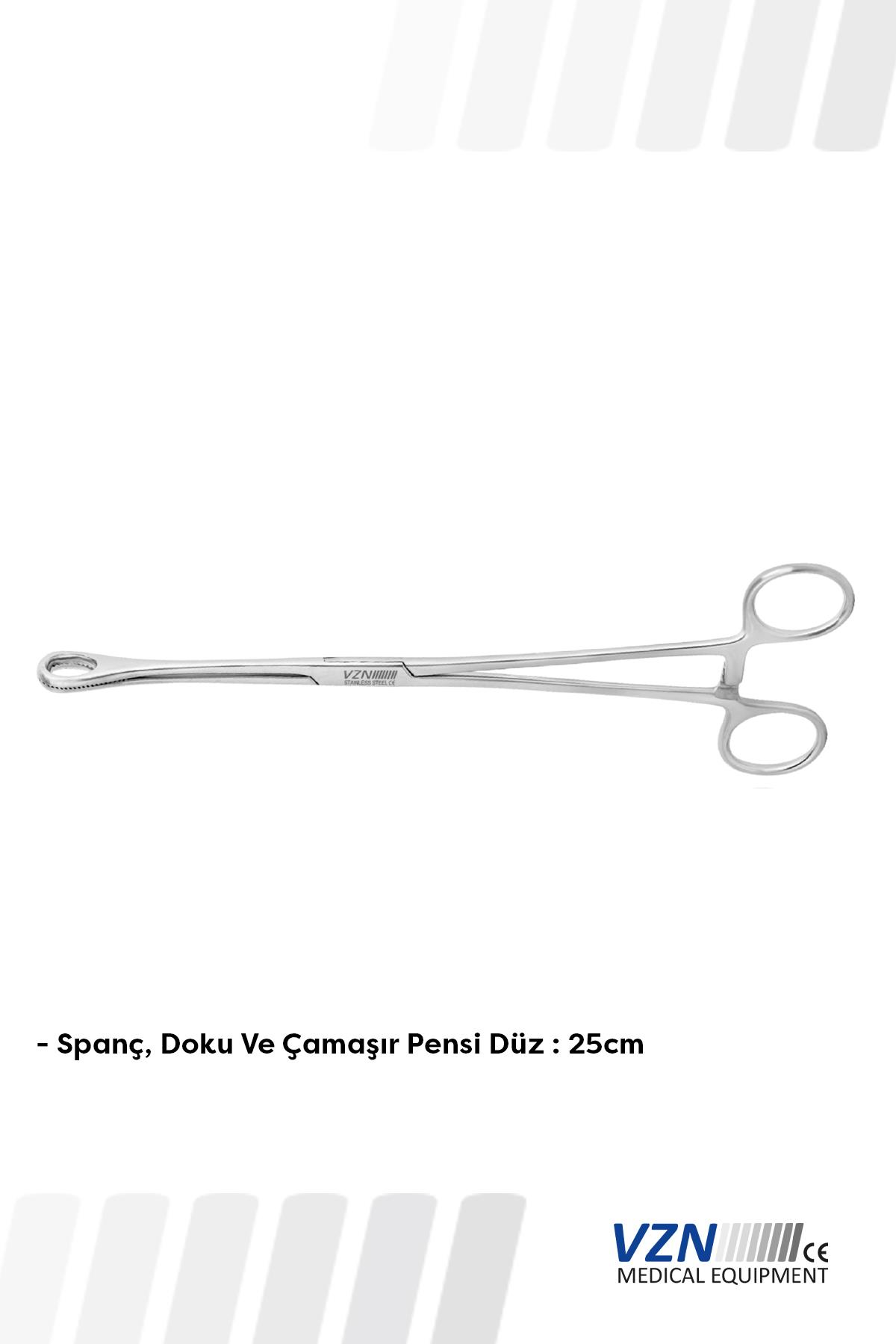 VZN Cerrahi Over Pens 25 cm ( Spanç Doku Ve Çamaşır Pensi Düz)