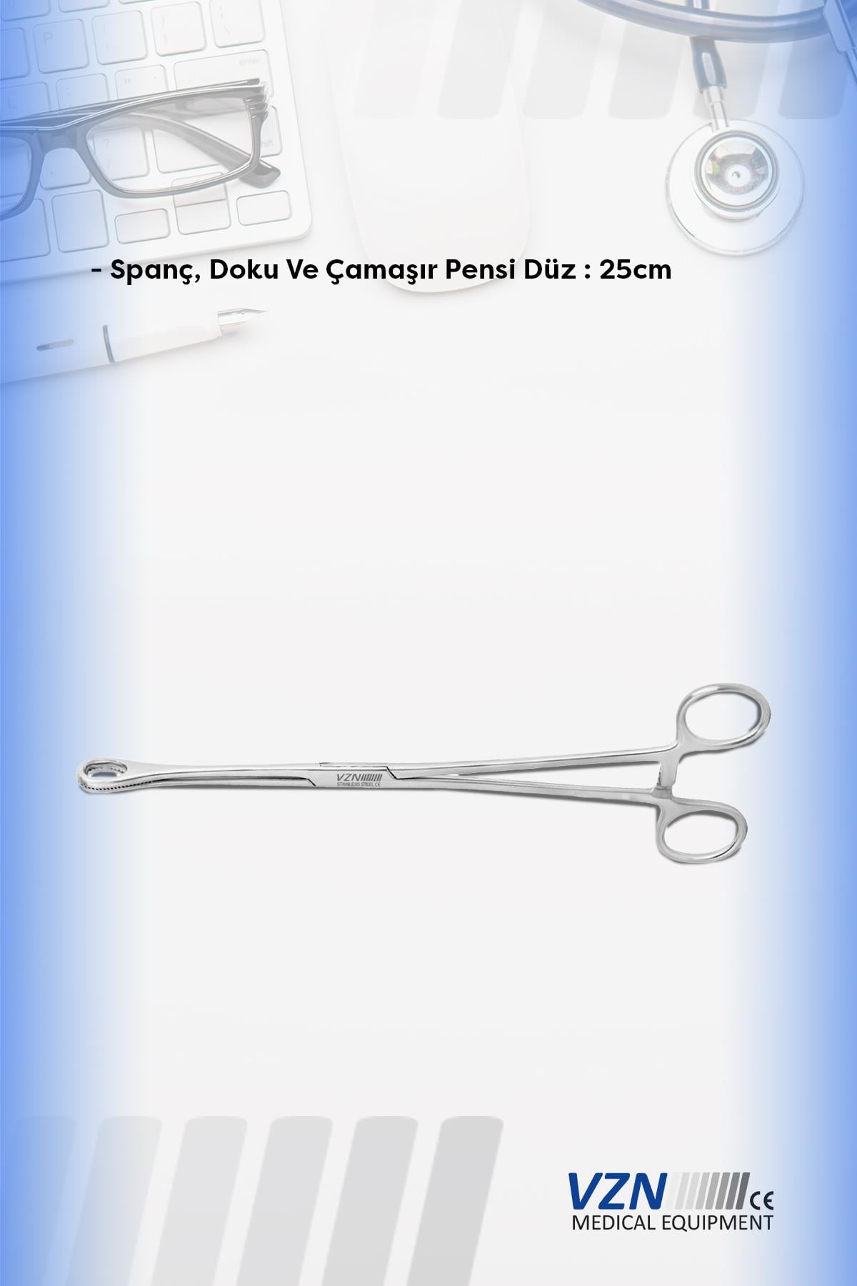 VZN Cerrahi Over Pens 25 cm ( Spanç Doku Ve Çamaşır Pensi Düz)