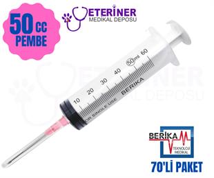 Berika 50 CC 3 Parça (Contalı) Pembe Uçlu Enjektör 70li Paket