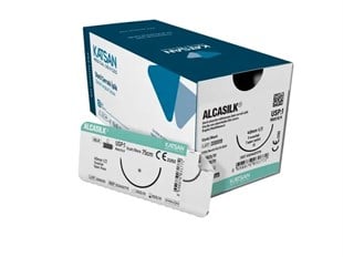 Katsan Alcasilk Cerrahi İpek (Emilemeyen) İplik İğneli 75 CM 12li Paket