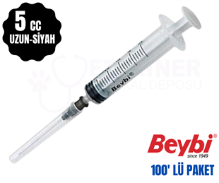 Beybi 5cc 3 parça Siyah Uzun Uçlu enjöktör 100 lü