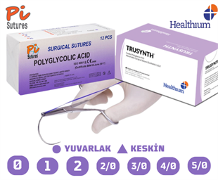 Cerrahi PGA (Emilebilir) Iplik Iğneli 75 CM 12li Paket 