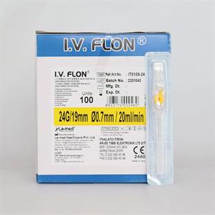 I.V FLON  Anjiokat  Kanül (İntraket) SARI  Portlu 24FG 100lü Kutu