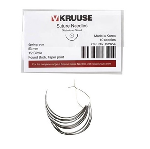 Kruuse Sütür İğnesi Spring 1/2 Yuvarlak İğneli 53 MM 10'lu Paket