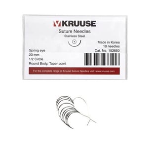 Kruuse Sütür İğnesi Spring 1/2 Yuvarlak İğneli 23MM 10'lu Paket