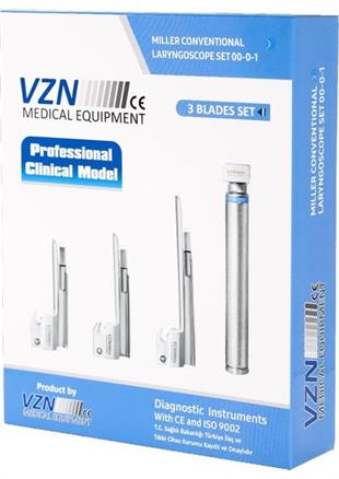 Laringoskop set 3 lü MİLLER  (00, 0 , 1 numaralı )