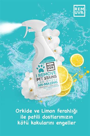 REMUVR Kediler & Köpekler Için Leke Ve Koku Giderici Sprey 750 ml 