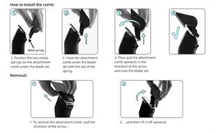 SHERNBAO 8 Parça Paslanmaz Çelik Hayvan Tıraş Makinesi Tarak Seti ACK-001