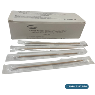 Steril Ahşap Eküvyon Çubuğu 100 lü Paket  Tek Tek Paket