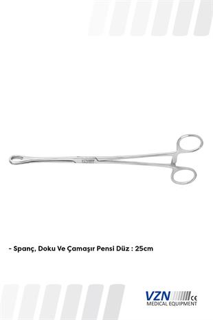 VZN Cerrahi Over Pens 25 cm ( Spanç Doku Ve Çamaşır Pensi Düz)