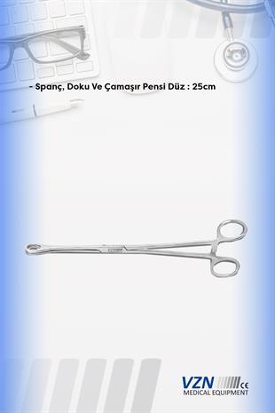 VZN Cerrahi Over Pens 25 cm ( Spanç Doku Ve Çamaşır Pensi Düz)