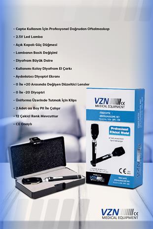 VZN Fiber Optik Oftalmaskop Set VZN-OPS-208