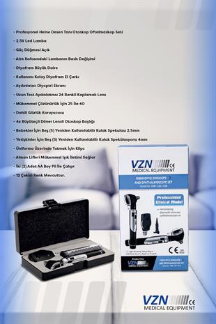 VZN Otoskop Oftalmaskop Fiber Optik Profesyonel Klinik Model Set VZN-CES-E10
