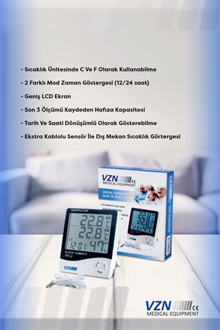VZN Problu Nem Ölçer Ve Termometre HTC-2 MODELİ
