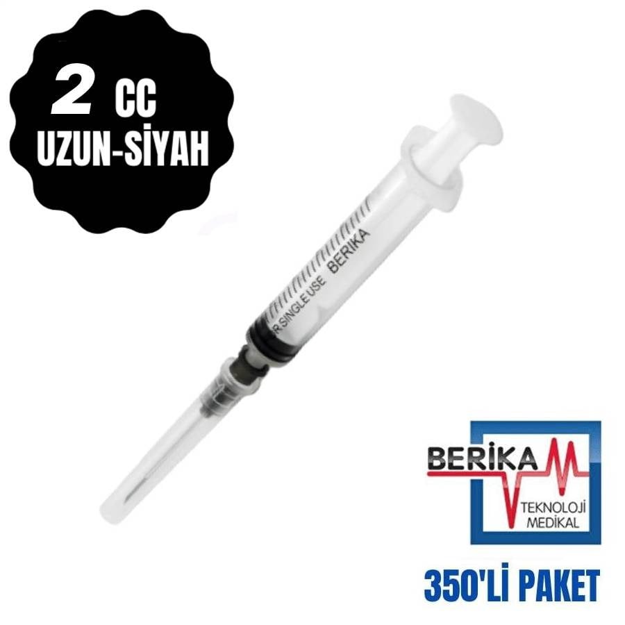 Berika 2 CC 3 Parça (CONTALI) Uzun ve Siyah Uçlu Enjektör 350'li Paket