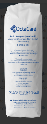 Octacare Nonsteril Spanç 5cm*5cm  8 Kat 100 lü Paket 