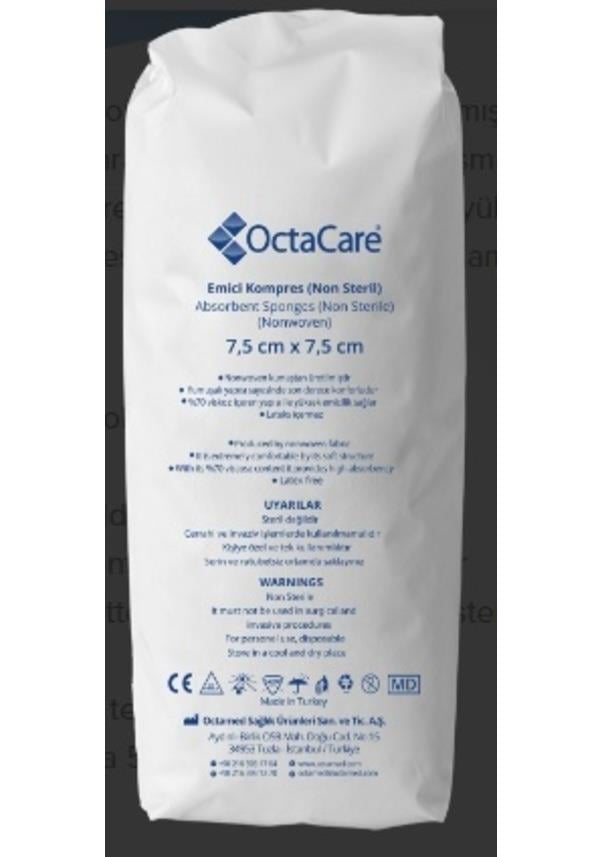 Octacare Yüksek Emici 7,5x7,5cm 8 Kat Spanç Nonsteril 100 lü