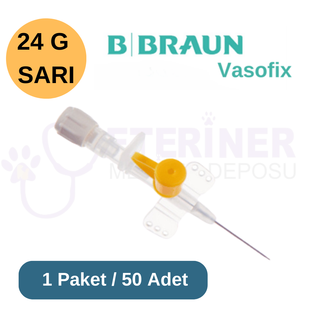 Braun Vasofix Branül (ıntraket)  50 lü Paket 24G Sarı