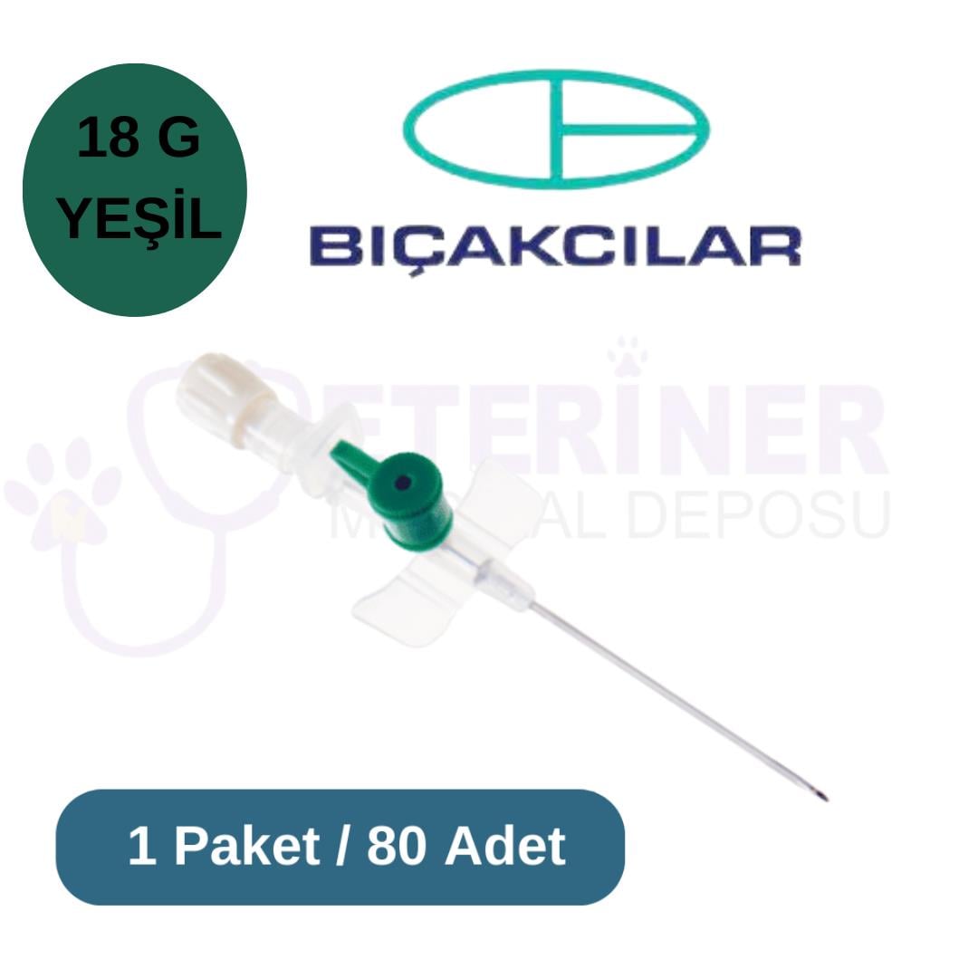 Bıçakçılar Branül (ıntraket)  80 li Paket 18G Yeşil