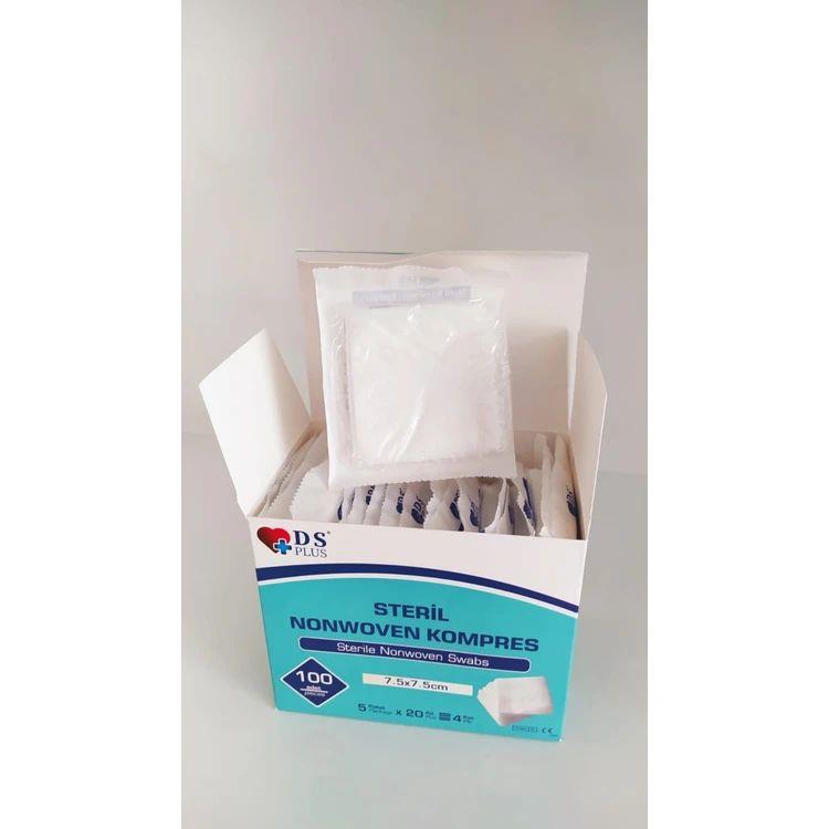 Damla Sağlık Steril Spanç ( Gaz Kompress) 7,5x7,5 cm 4 Katlı 100 lü Paket