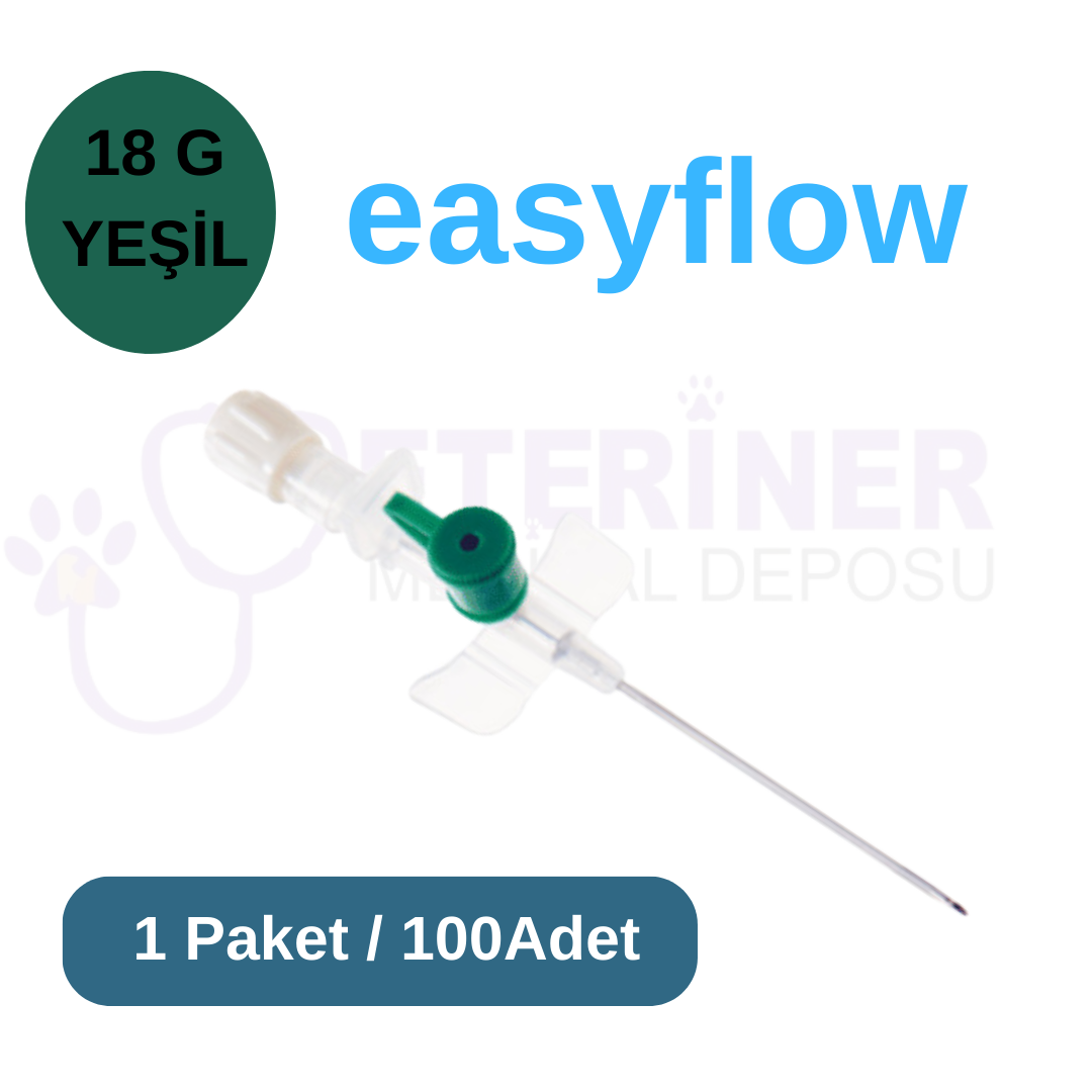 Easyflow Branül (ıntraket)  100 lü Paket 18G Yeşil