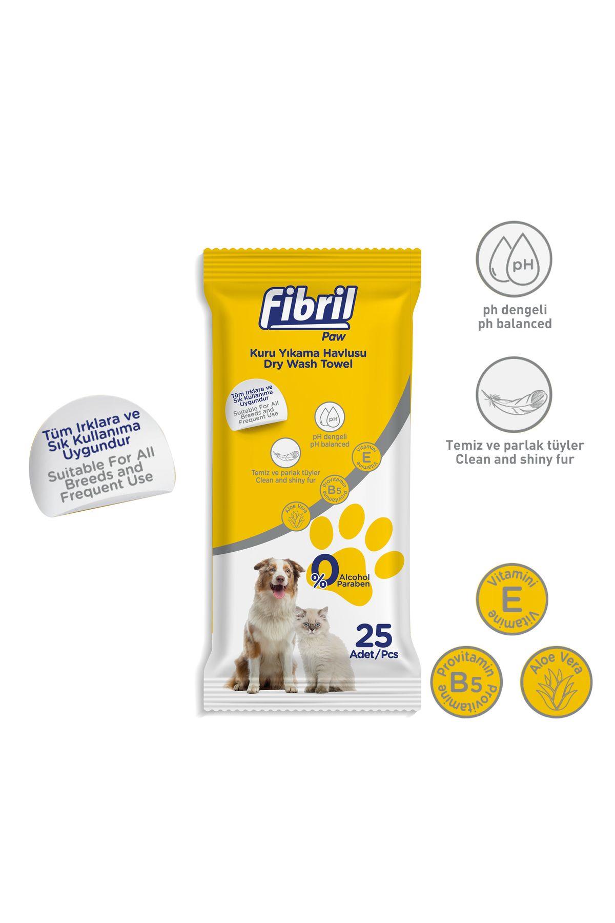 Fibril Evcil Hayvan Kuru Yıkama Havlusu 25 Adet