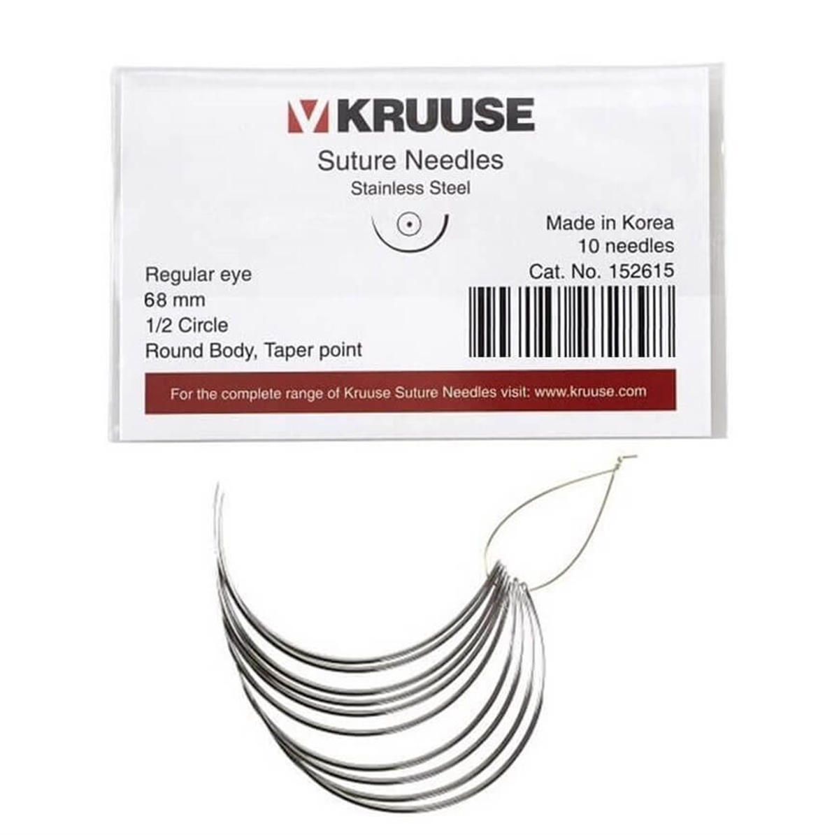 Kruuse Sütür İğnesi Regular 1/2 Yuvarlak İğneli 68 MM 10'lu Paket