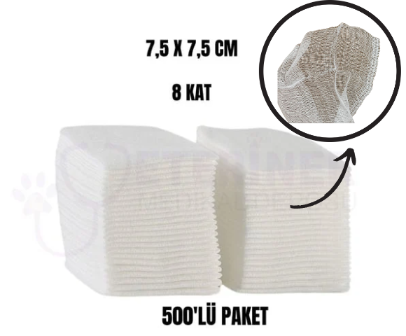 Spanç 7,5*7,5 CM 8 Kat Nonsteril 500'lü Paket