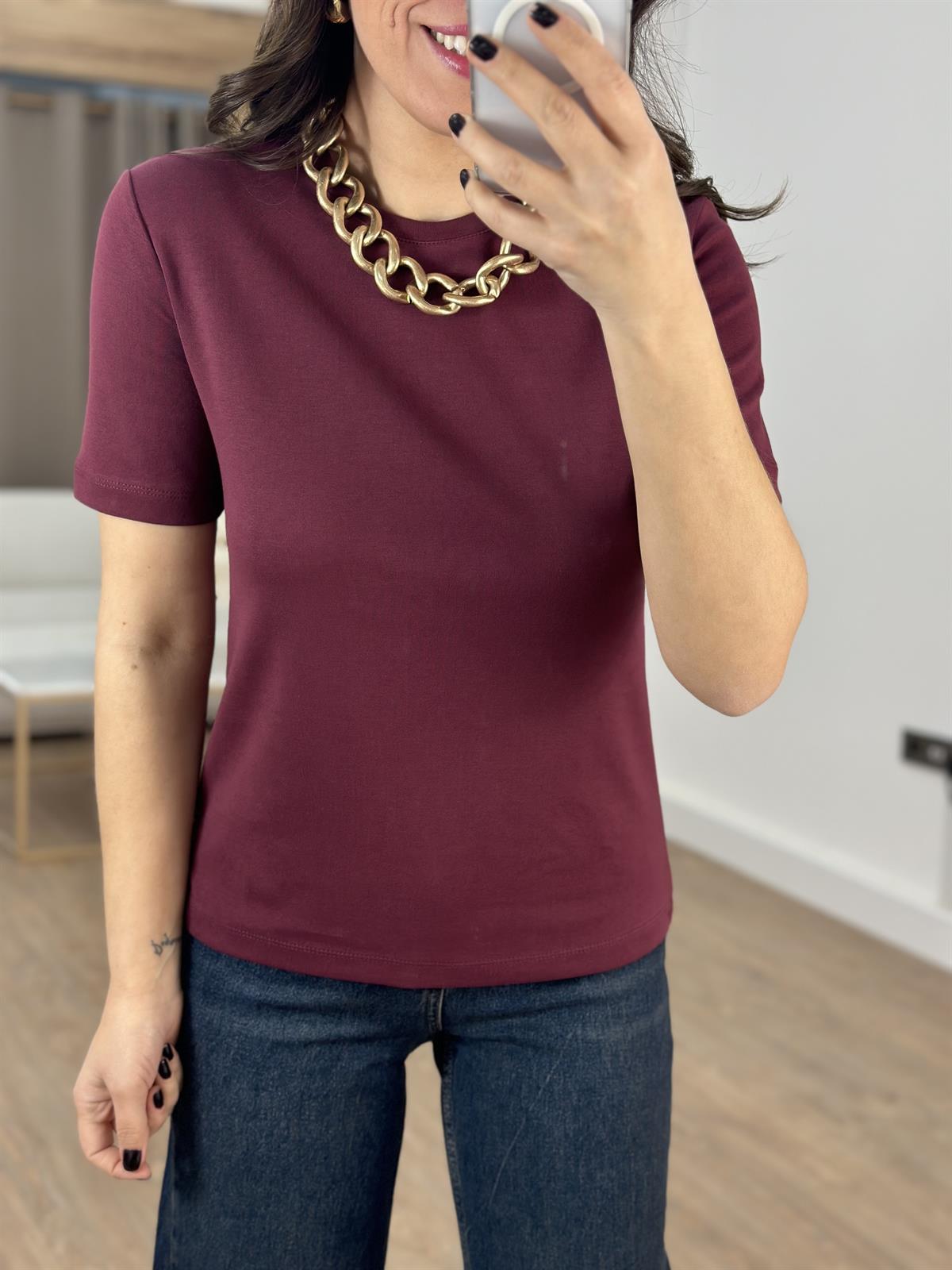  Orijinal Marka Bisiklet Yaka Kısa Kollu Tshirt - Bordo