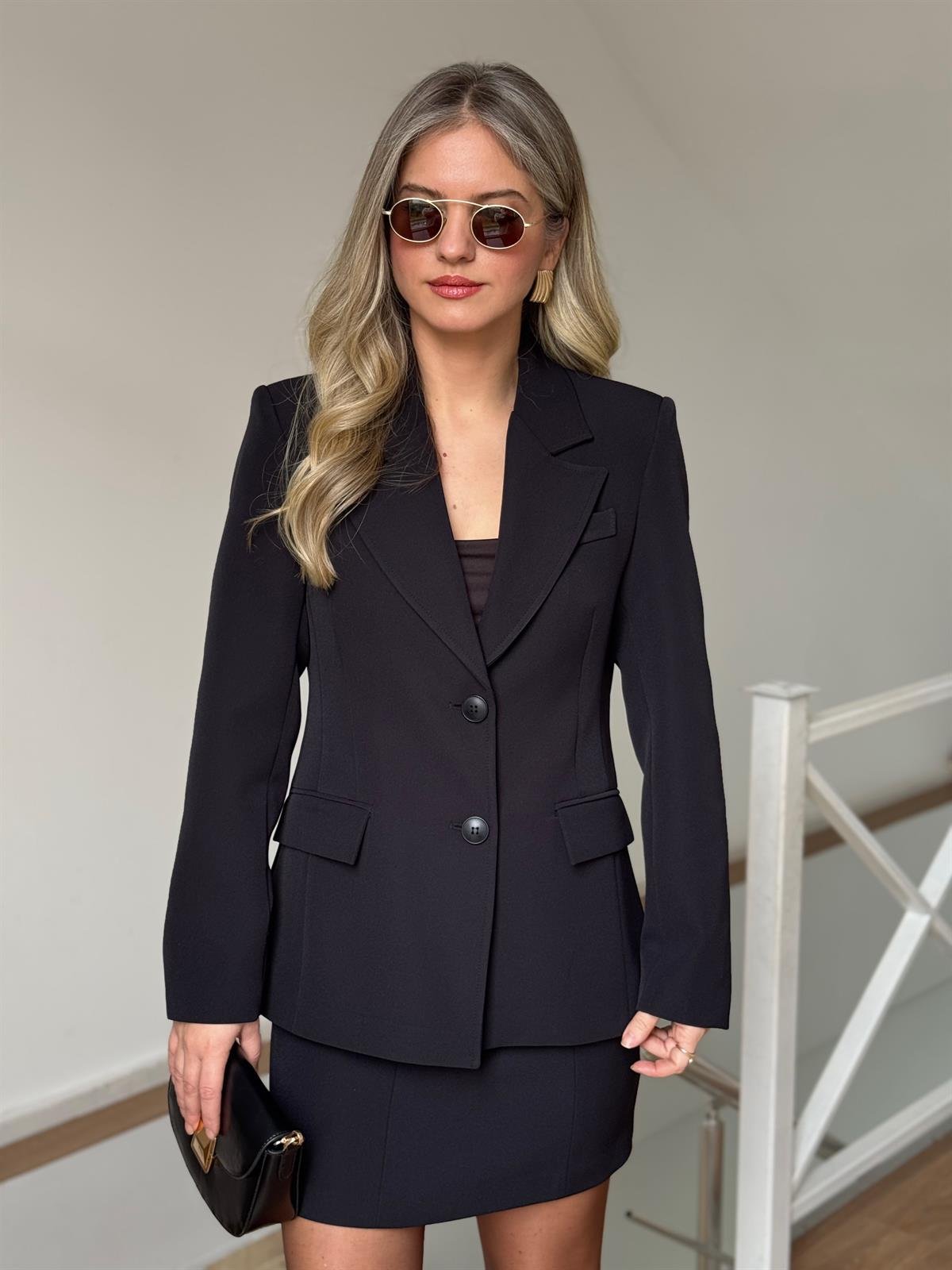  Premium Etekli Blazer Takım - Siyah