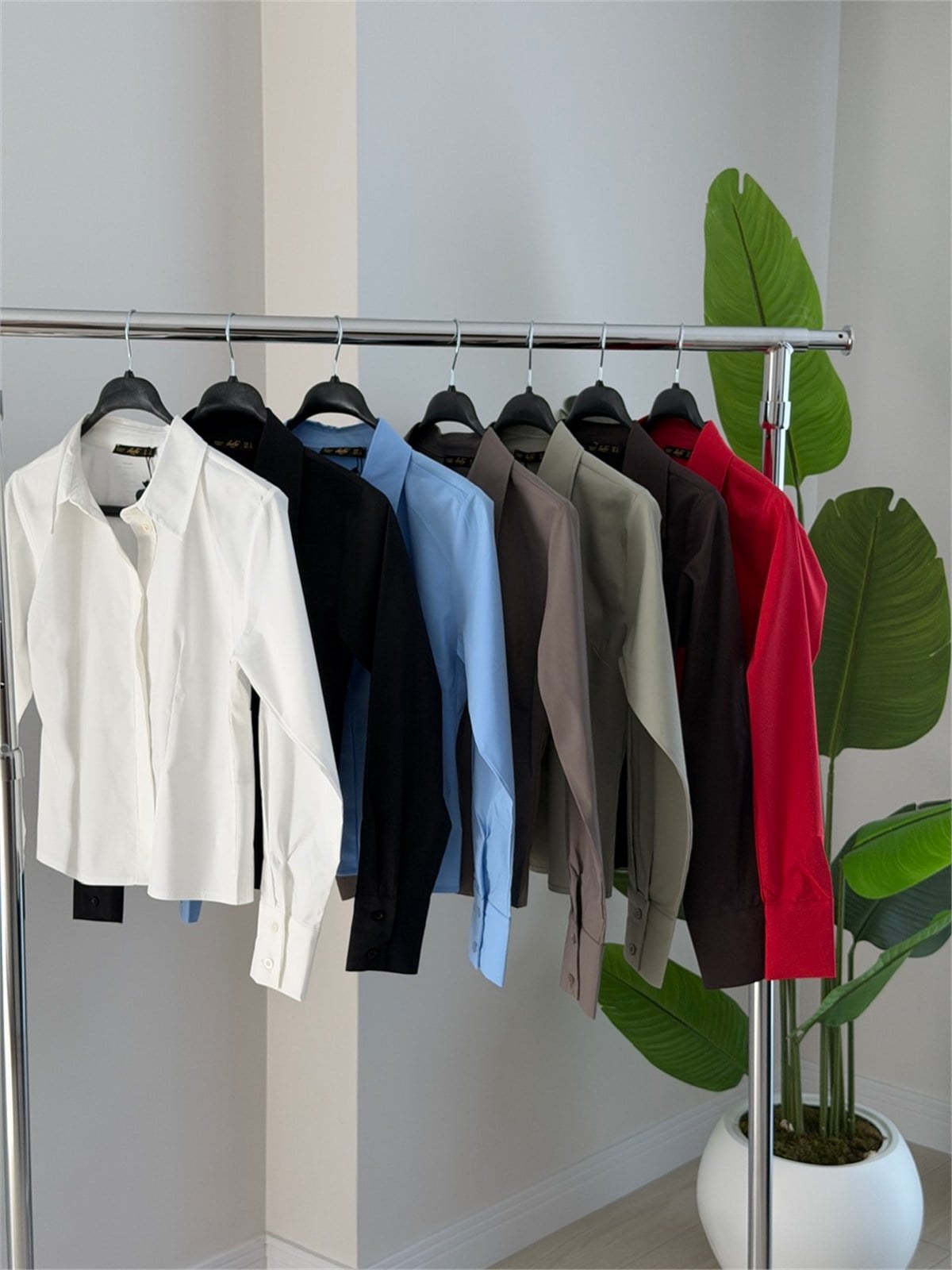 Pamuklu Manşetli Slim Fit Gömlek-Kakao