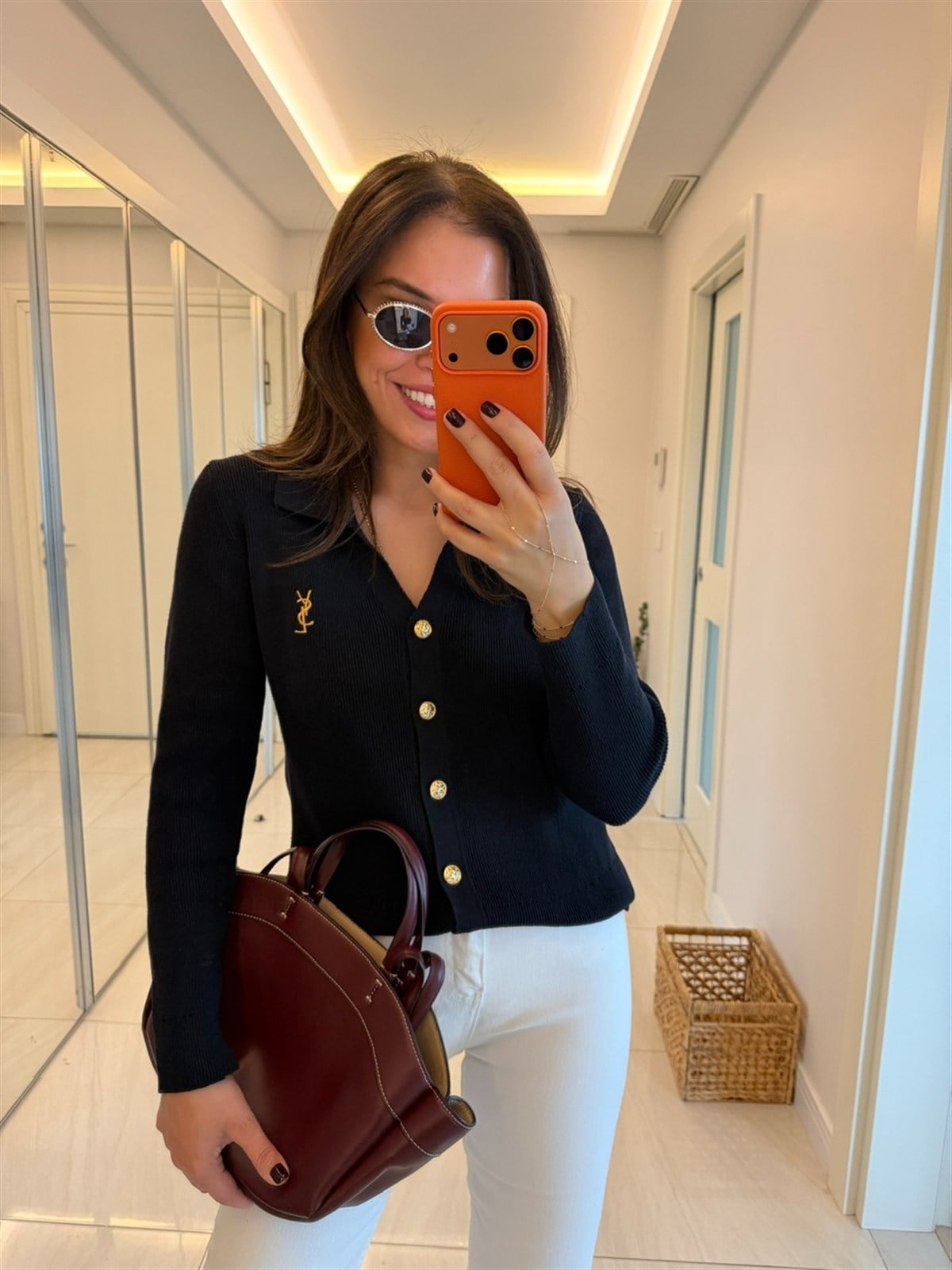 Orijinal Marka Gold Düğmeli Premium Hırka