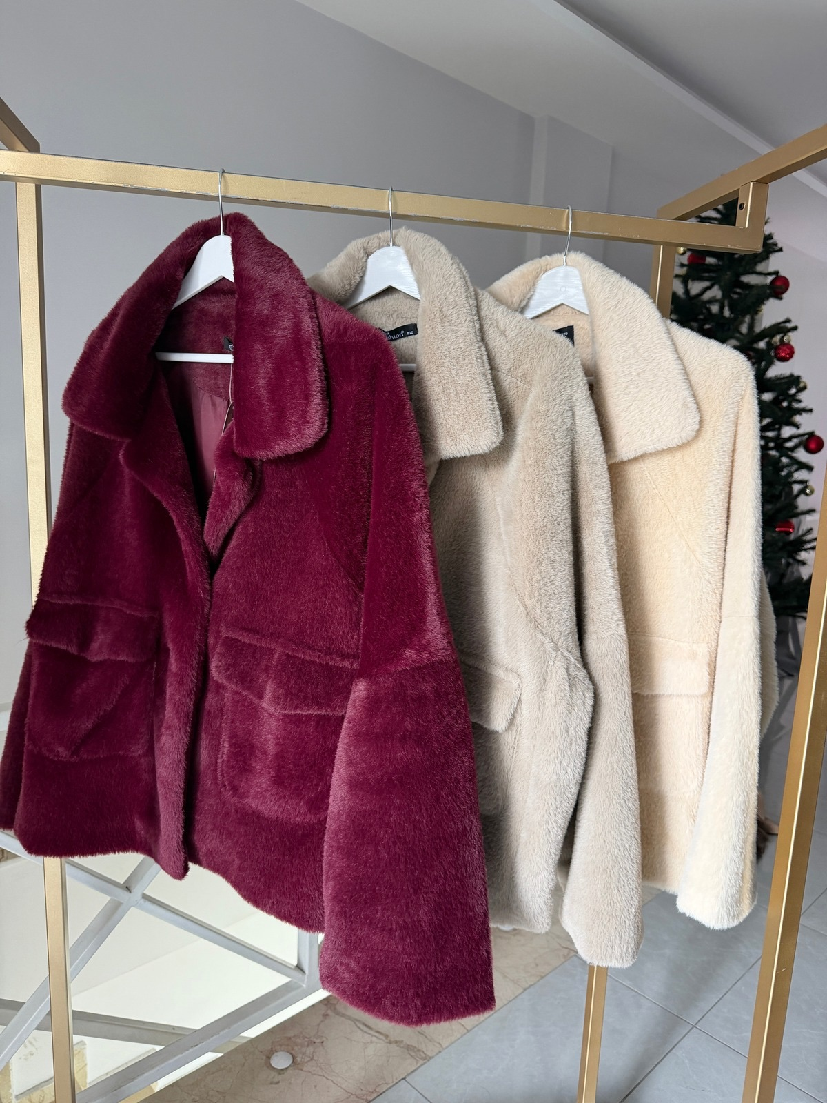 Premium Seri Cepli Oversize Kürk - Bordo