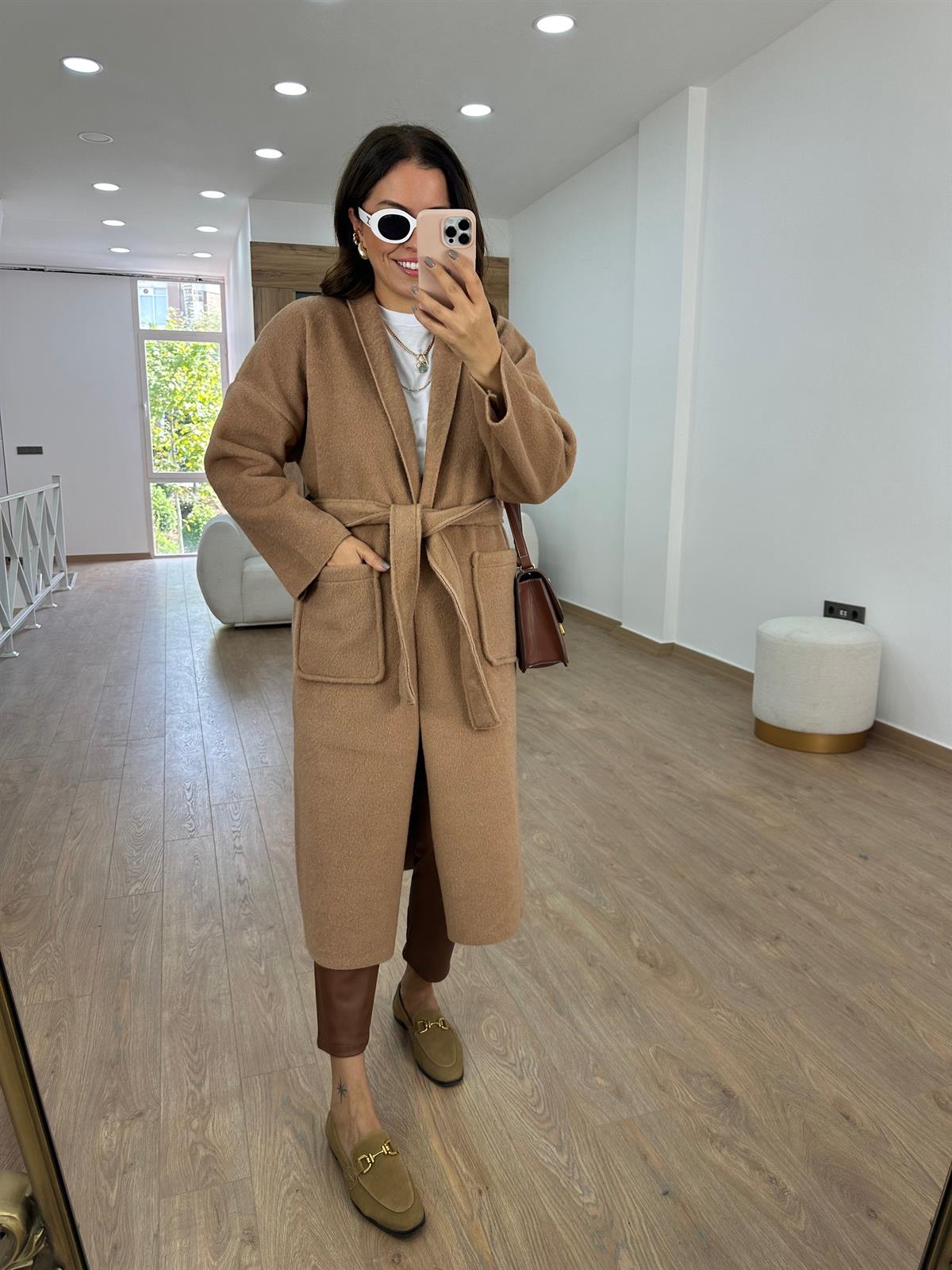 %100 Kaşe Yumoş Kaban-Camel