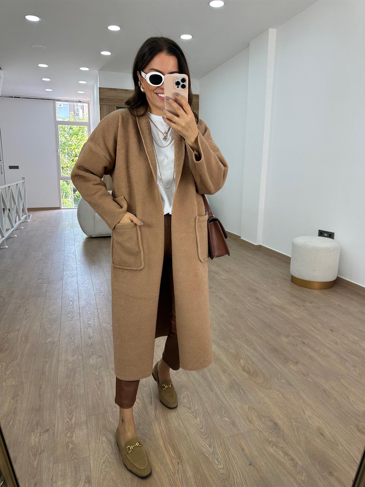 %100 Kaşe Yumoş Kaban-Camel